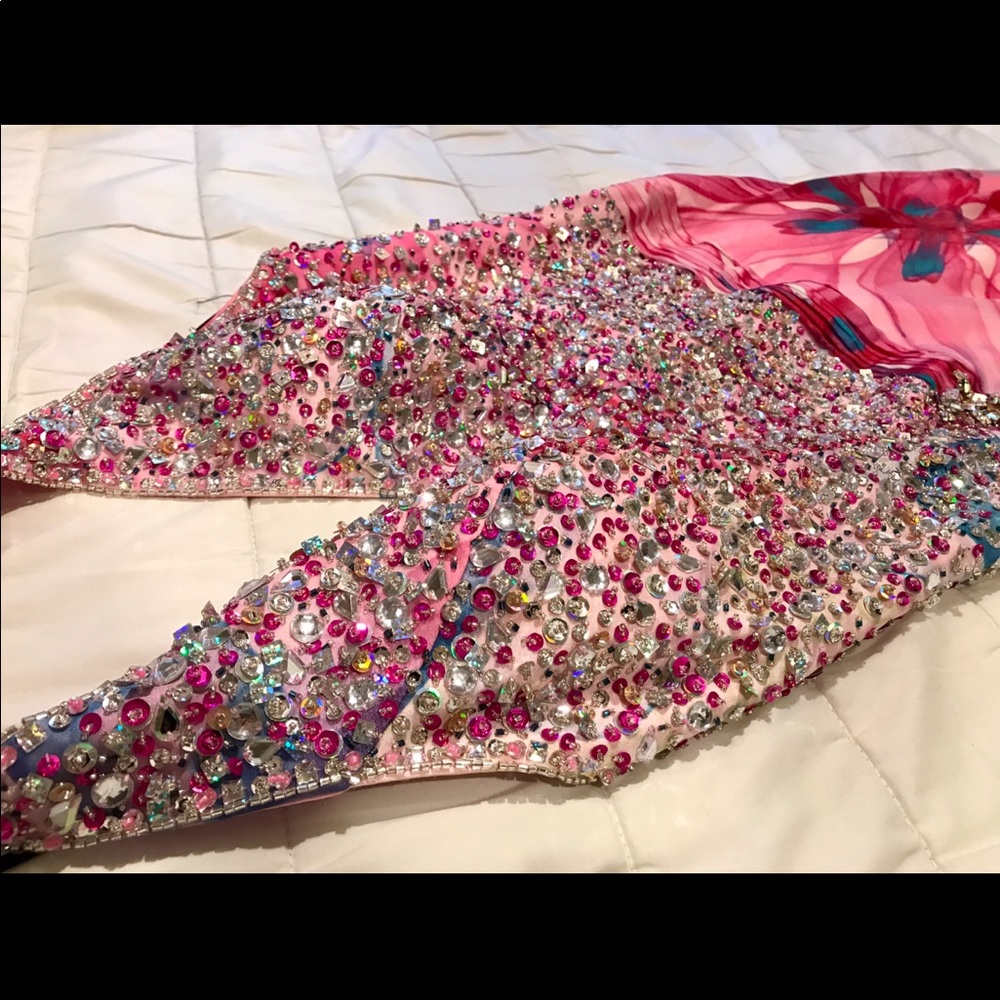 ✨Pink Floral Sequins Prom Dress✨